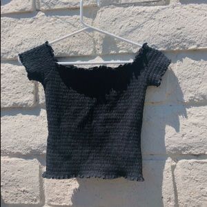 smocked off the shoulder crop top!